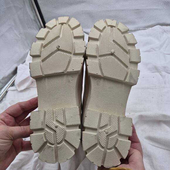 NEW Wild Diva Lace Up Lug-Sole Chunky Block Heel Combat Ankle Boots size 8 - Picture 4 of 5